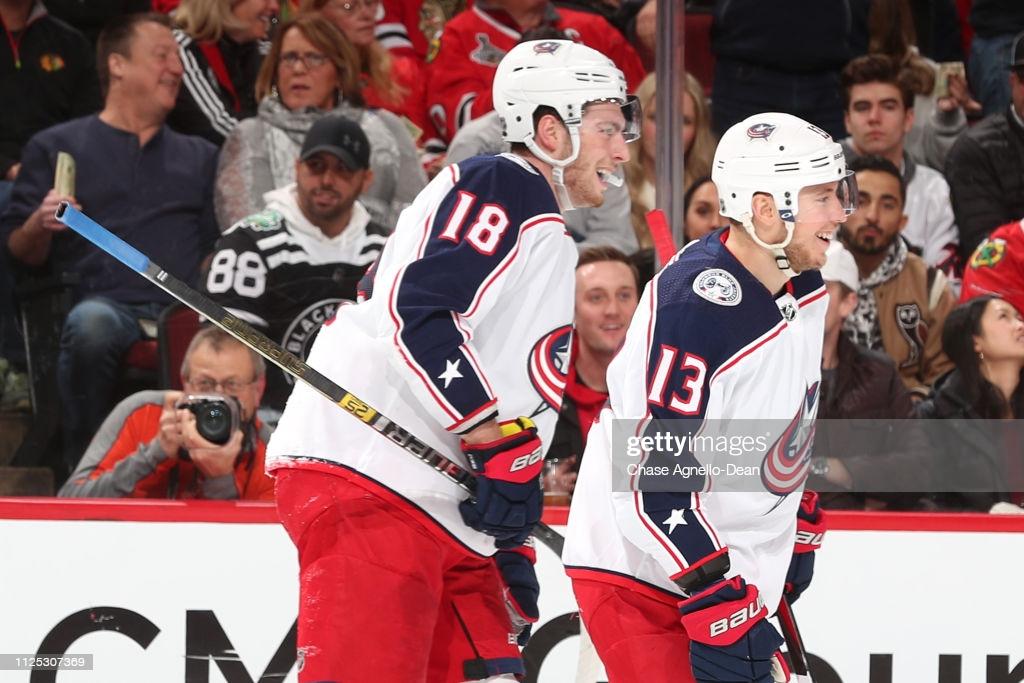 Les joueurs de Columbus en TABARN...Contre Pierre-Luc Dubois..