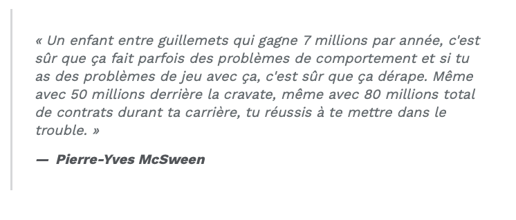 Même Pierre-Yves McSween...Parle de la FAILLITE d'Evander Kane...