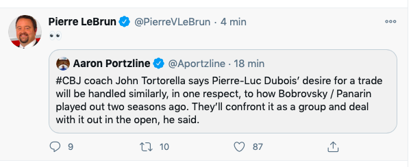 Pierre-Luc Dubois a demandé une TRANSACTION! TORTS l'avoue!!!