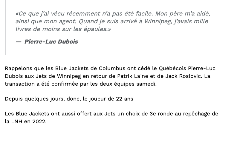 Pierre-Luc Dubois continue de vouloir faire PITIÉ...