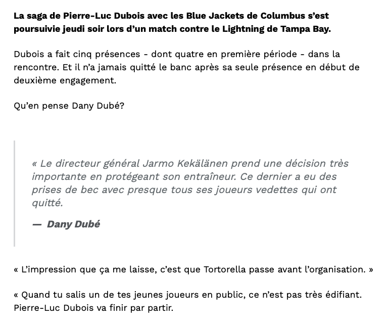 Pourquoi Jarmo Kekalainen fait passer John Tortorella avant Pierre-Luc Dubois...