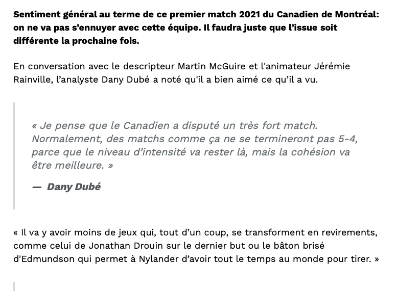 Selon Dany Dubé...ça sent la COUPE!!!