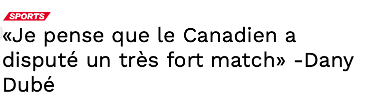 Selon Dany Dubé...ça sent la COUPE!!!