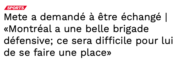 Victor Mete qui demande une transaction: Guillaume Latendresse réagit...