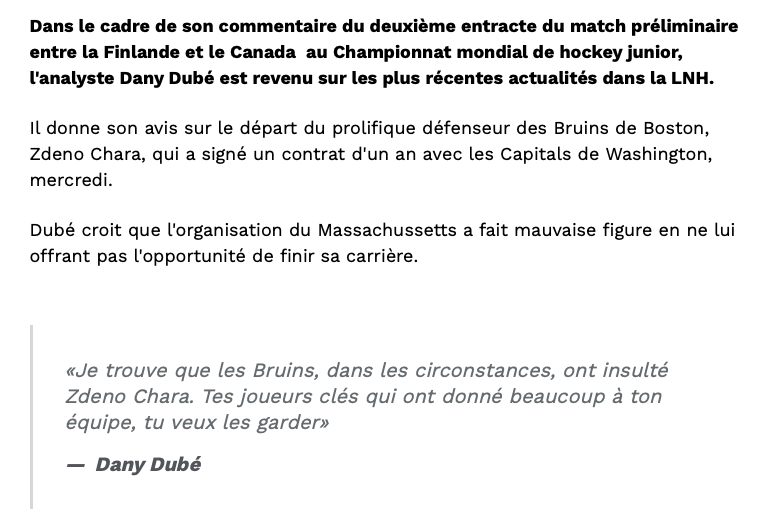 Zdeno Chara a été INSULTÉ par les Bruins...