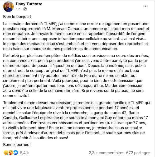 BOMBE dans le MONDE de la télé..Dany Turcotte quitte TOUT LE MONDE EN PARLE..