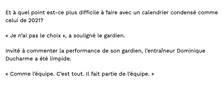 Cette fois, Carey Price n'a pas dit aux journalistes...