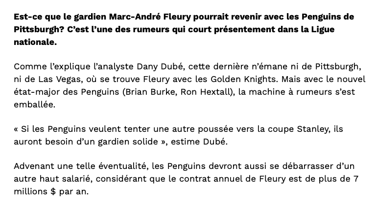 Kris Letang à Vegas?