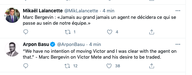 Marc Bergevin HUMILIE l'agent de Victor Mete sur la place publique...