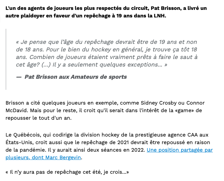 Pat Brisson CONFIRME la BOMBE...