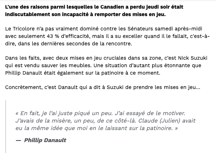 Phil Danault s'est COUCHÉ...Devant Nick Suzuki..