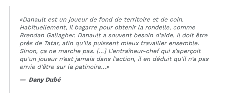 Phil Danault VISÉ par Dany Dubé...