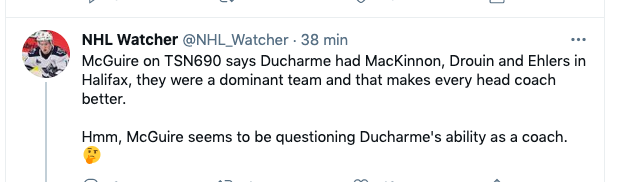 Pierre McGuire DÉTRUIT Marc Bergevin et Dominique Ducharme....