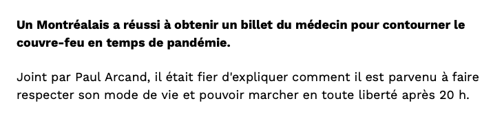 Voici la façon de contourner le COUVRE-FEU..