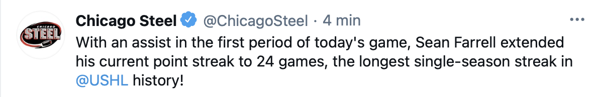 WOW...Sean Farrell établit un record de la USHL...