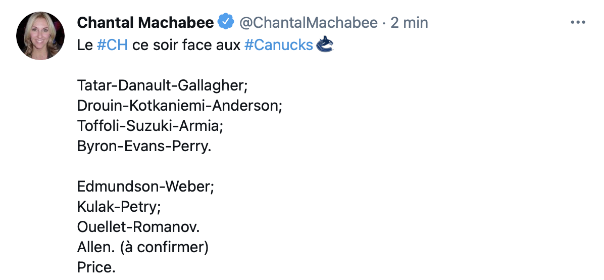 Cole Caufield à la place de Joel Armia...