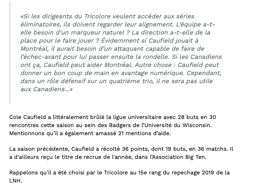 Cole Caufield RABAISSÉ par un COACH QUÉBÉCOIS...