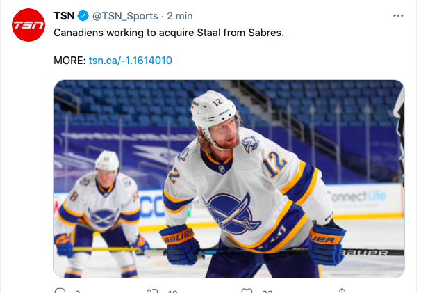 Eric Staal bientôt un HABS...Montréal EXPLOSE!!!