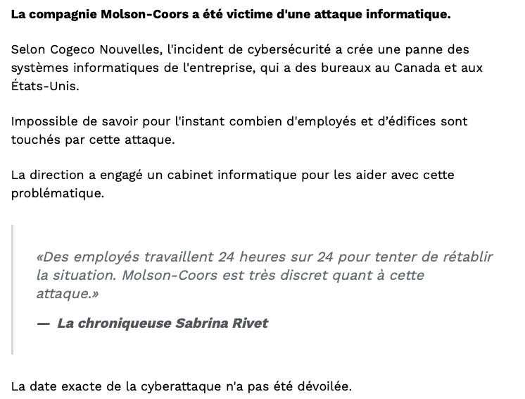 Geoff Molson VICTIME d'une CYBER-ATTAQUE...