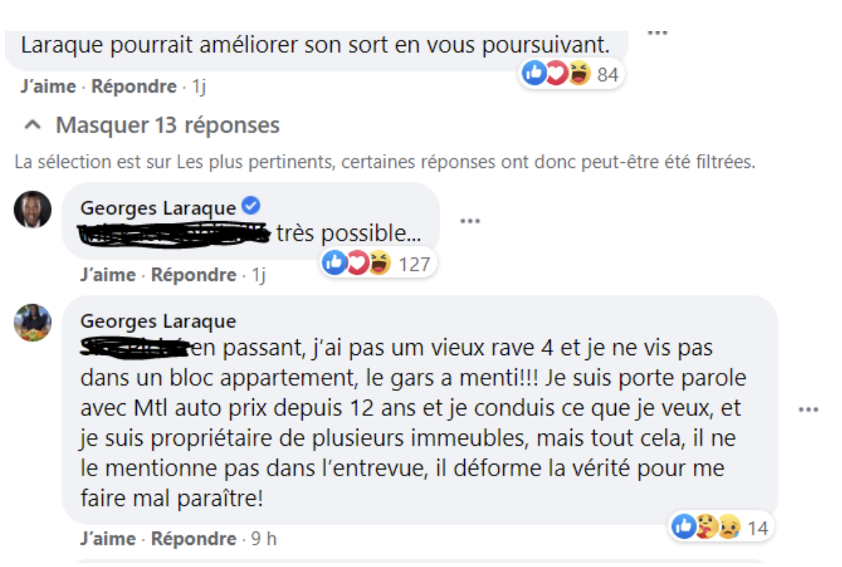 HAHA...Georges Laraque n'aime pas qu'on parle de ses arnaques...