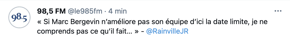 Jérémie Rainville ramasse Marc Bergevin...