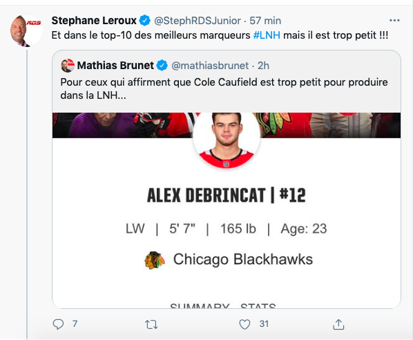 Mathias BRUNet et FEFANE LEROUX tentent de protéger Marc Bergevin...