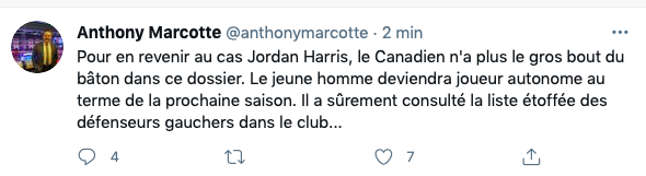 On va perdre Jordan Harris pour rien...