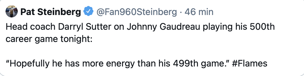 OUCH...Johnny Gaudreau et Darryl Sutter ne peuvent se sentir...