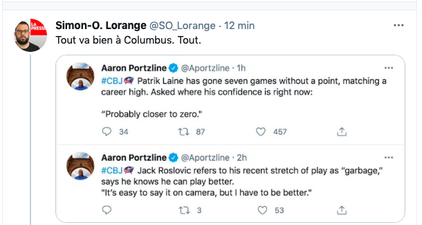 Patrik Laine avoue à la presse....