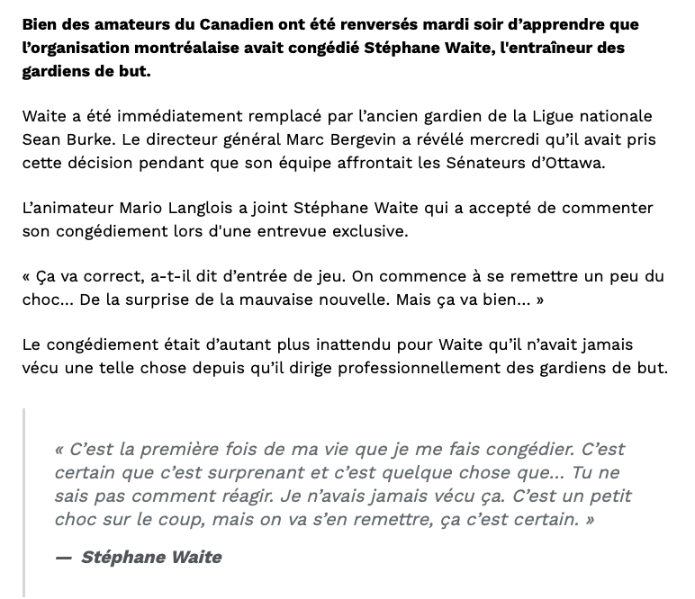 Stéphane Waite traite Marc Bergevin de MONSTRE...