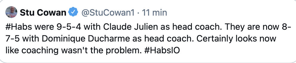 Claude Julien est crampé avec son PINA COLADA...