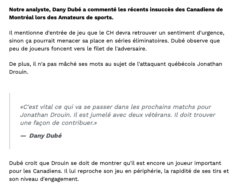 Dany Dubé est sur le DOS de Jonathan Drouin!!!!