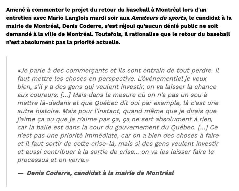 Denis Coderre est en train de CHOKER le retour des Expos?