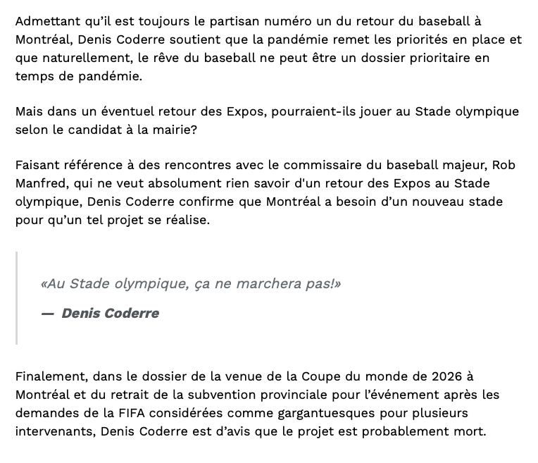 Denis Coderre est en train de CHOKER le retour des Expos?