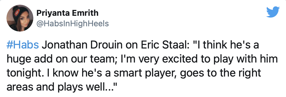 Faudrait dire à Drouin, que ce n'est pas Jack Eichel qui arrive...