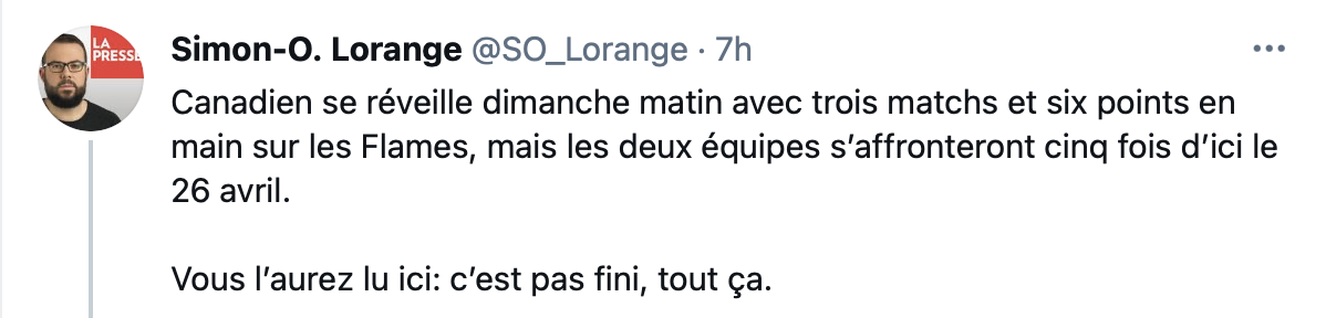 IMAGINEZ...S'il fallait que Montréal l'échappe contre Calgary...