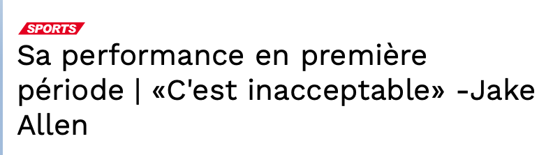 Jake Allen...le CHOKE MENTAL..comme à St-Louis...