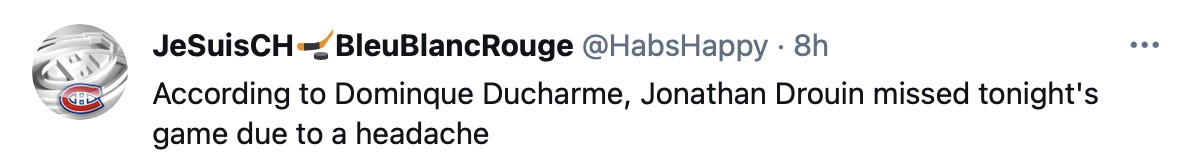 Jonathan Drouin avait mal à la tête ?