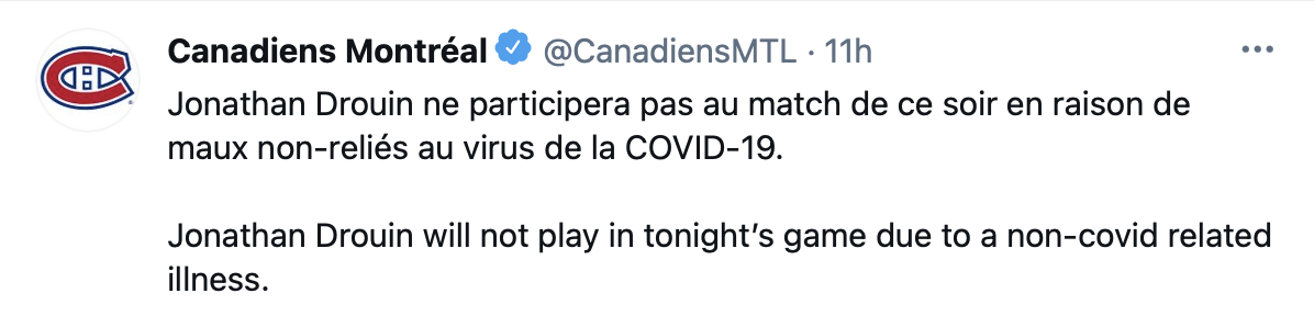 Jonathan Drouin avait mal à la tête ?