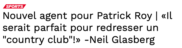 Le nouvel agent de Patrick Roy MENACE Marc Bergevin!!!