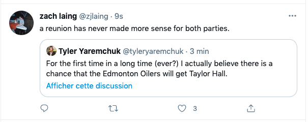 Les fans des Oilers rêvent à Taylor Hall...