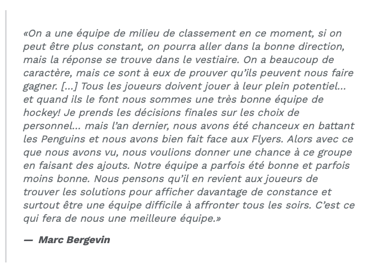 Marc Bergevin RÉPLIQUE à Louis Morisette...