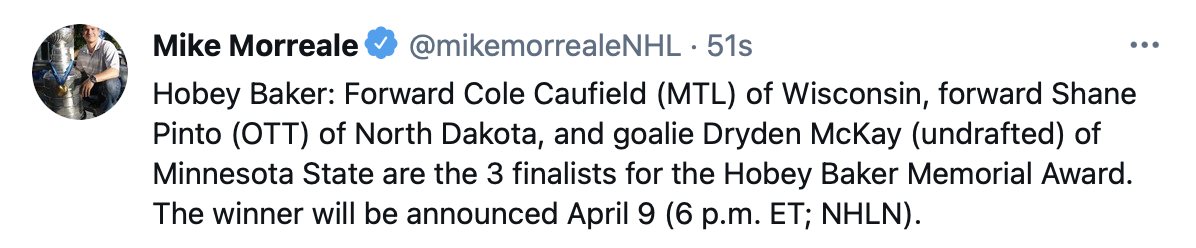 On connait maintenant les 3 finalistes, pour le Hobey Baker !!!