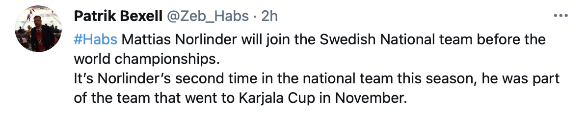 On va pouvoir voir Mattias Norlinder contre des joueurs de la LNH...