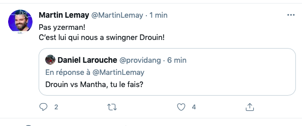 Oublie Mantha pour Drouin....