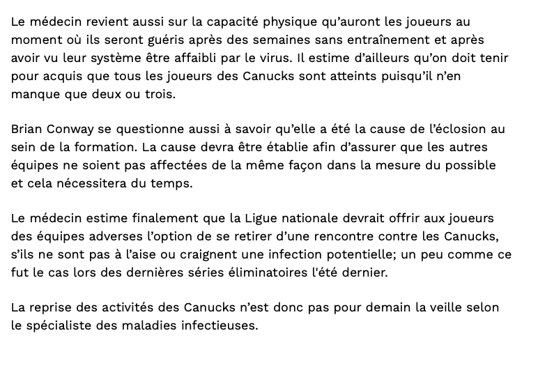 Plusieurs joueurs des Canucks encore au lit...le VARIANT BRÉSILIEN  DÉTRUIT TOUT!