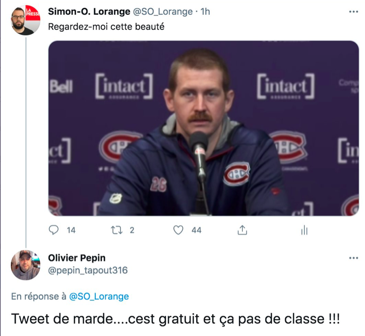 Un journaliste de la Presse rit de l'apparence physique de Jeff Petry....