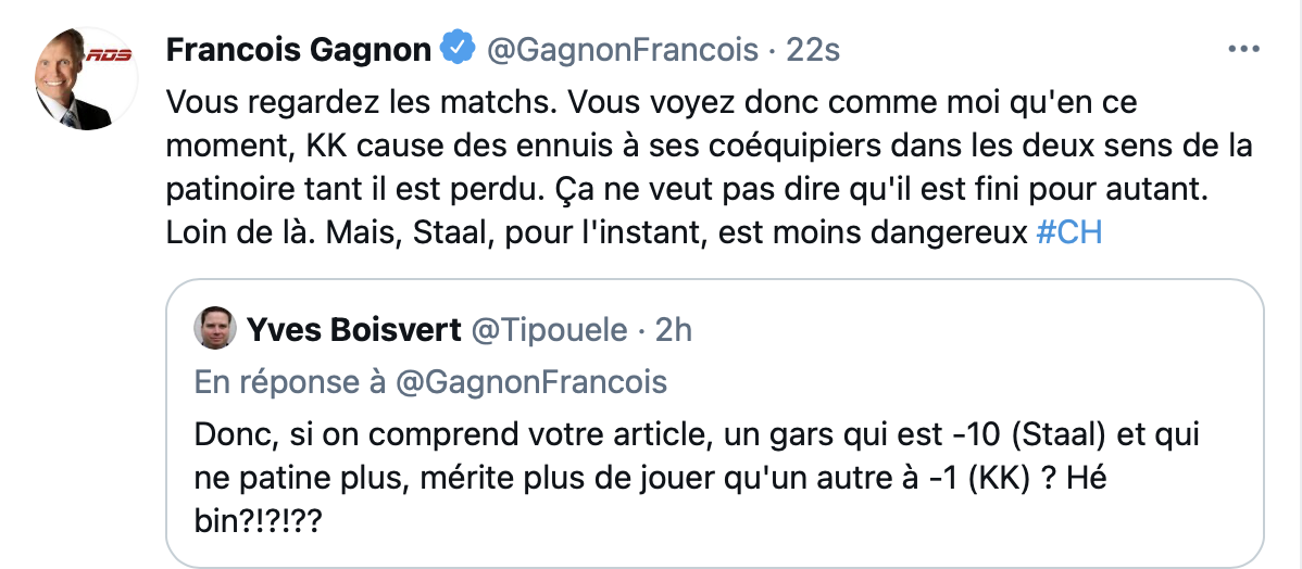 Au tour de François Gagnon de vouloir KK...