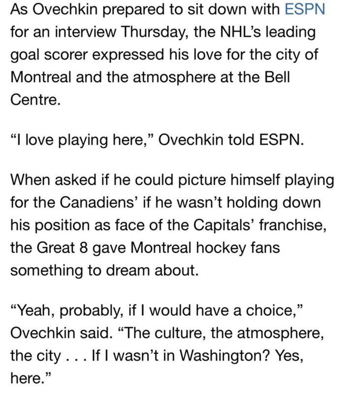 AYOYE...Alex Ovechkin à MONTRÉAL...