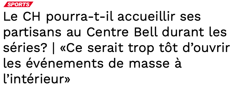 CONFIRMÉ: pas de fans au Centre Bell...